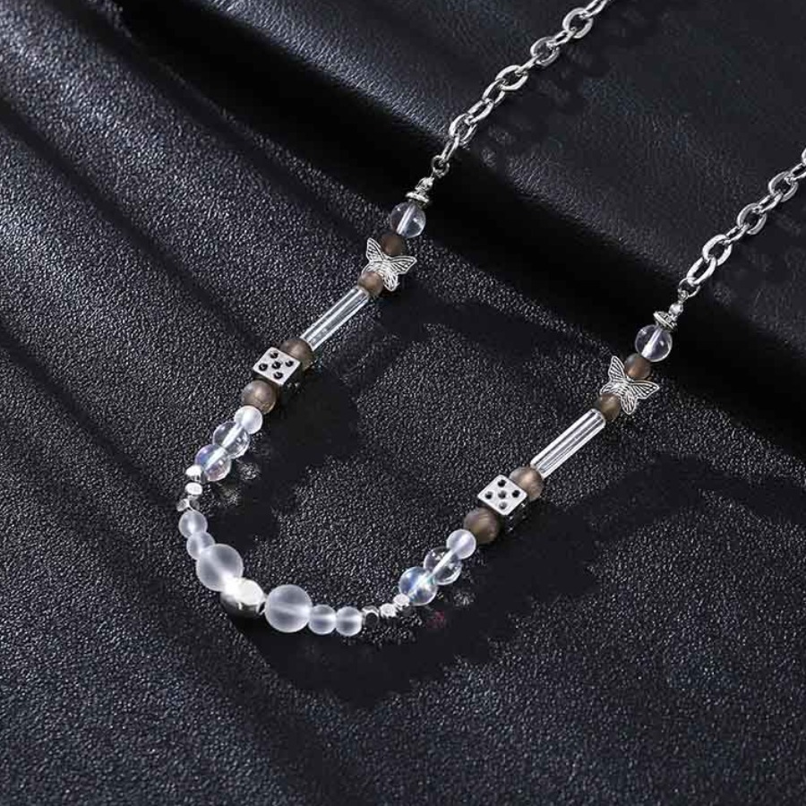 

Lovely Men Street Buttefly Decoration Silver Necklace