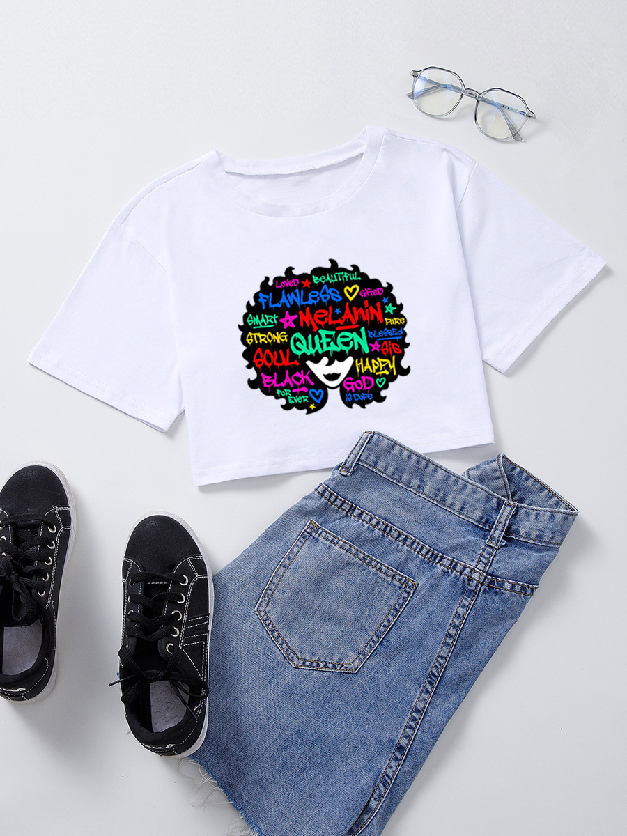 

LW Casual O Neck Letter Print White T-shirt