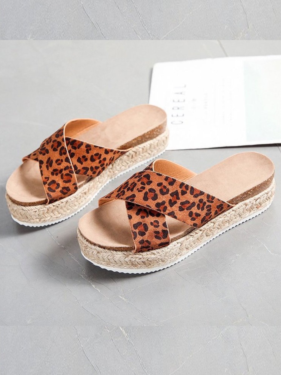 

Lovely Casual Leopard Print Cross Strap Platform Shoes