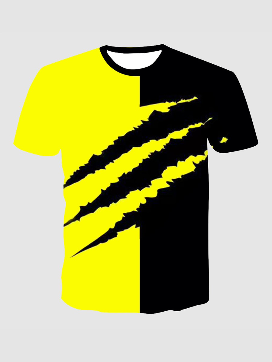 

Lovely Street Color-lump Patchwork Yellow T-shirt
