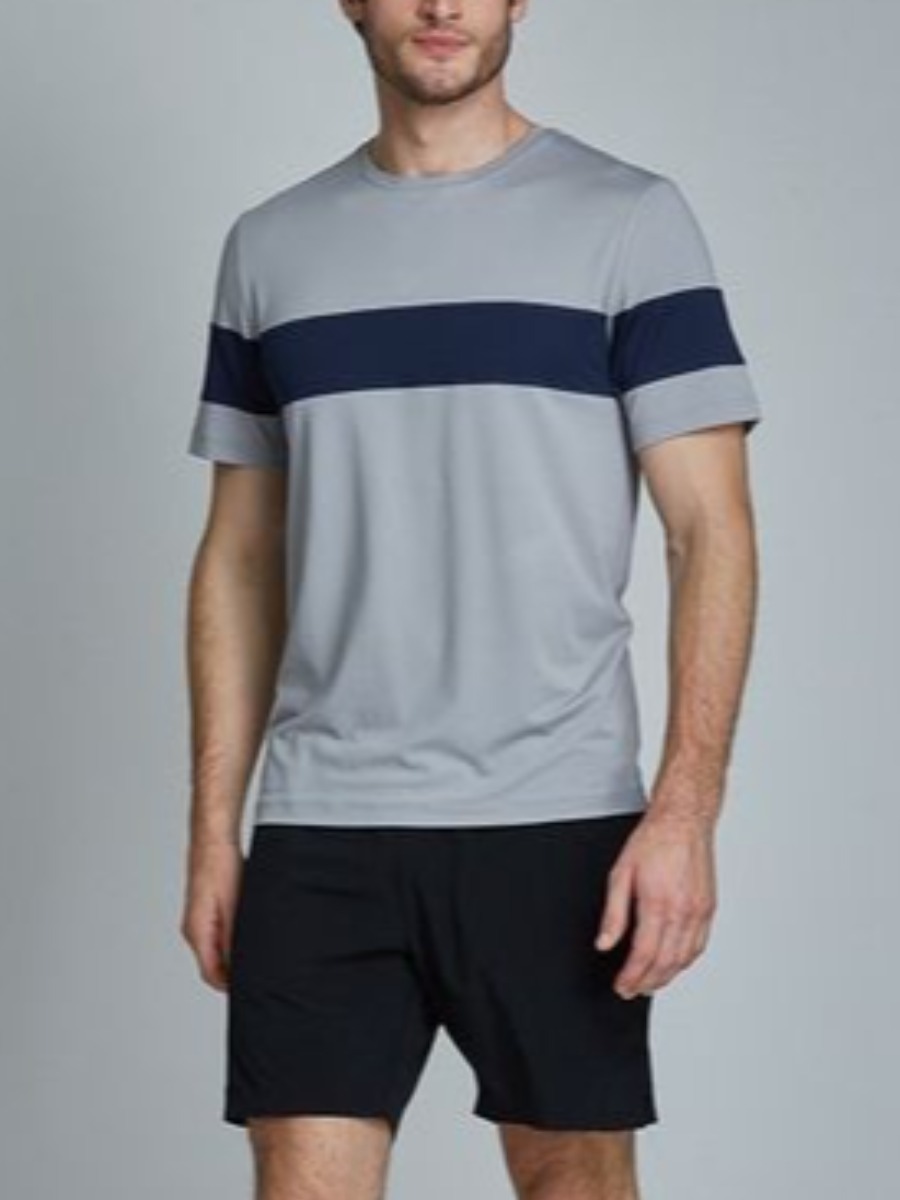 

Lovely Men Casual O Neck Color-lump Grey Two Piece Shorts Set
