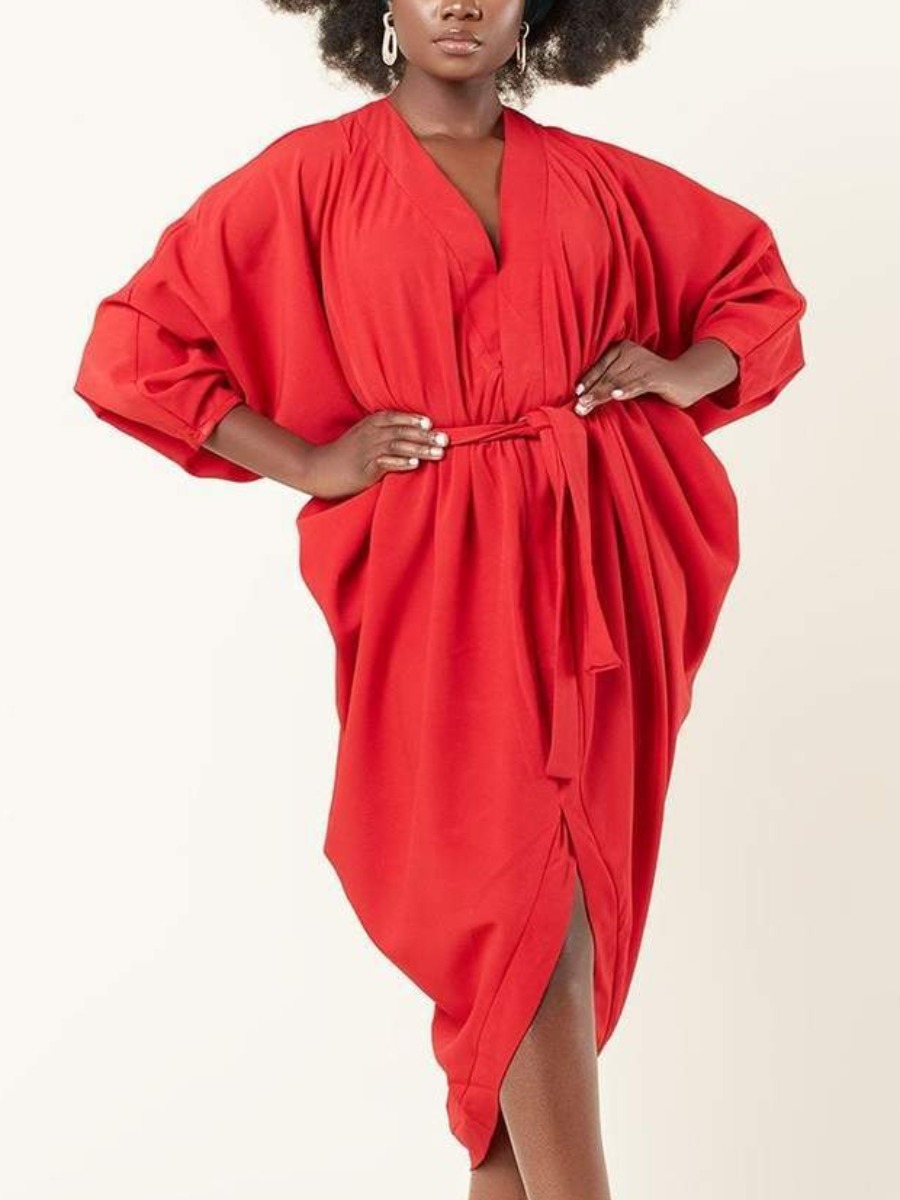 

LW Casual Fold Bandage Design Red Sleepwear