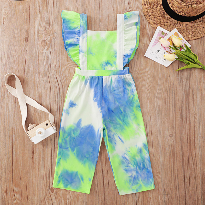 

Lovely Casual Tie-dye Flounce Design Blue One-piece Jumpsuit