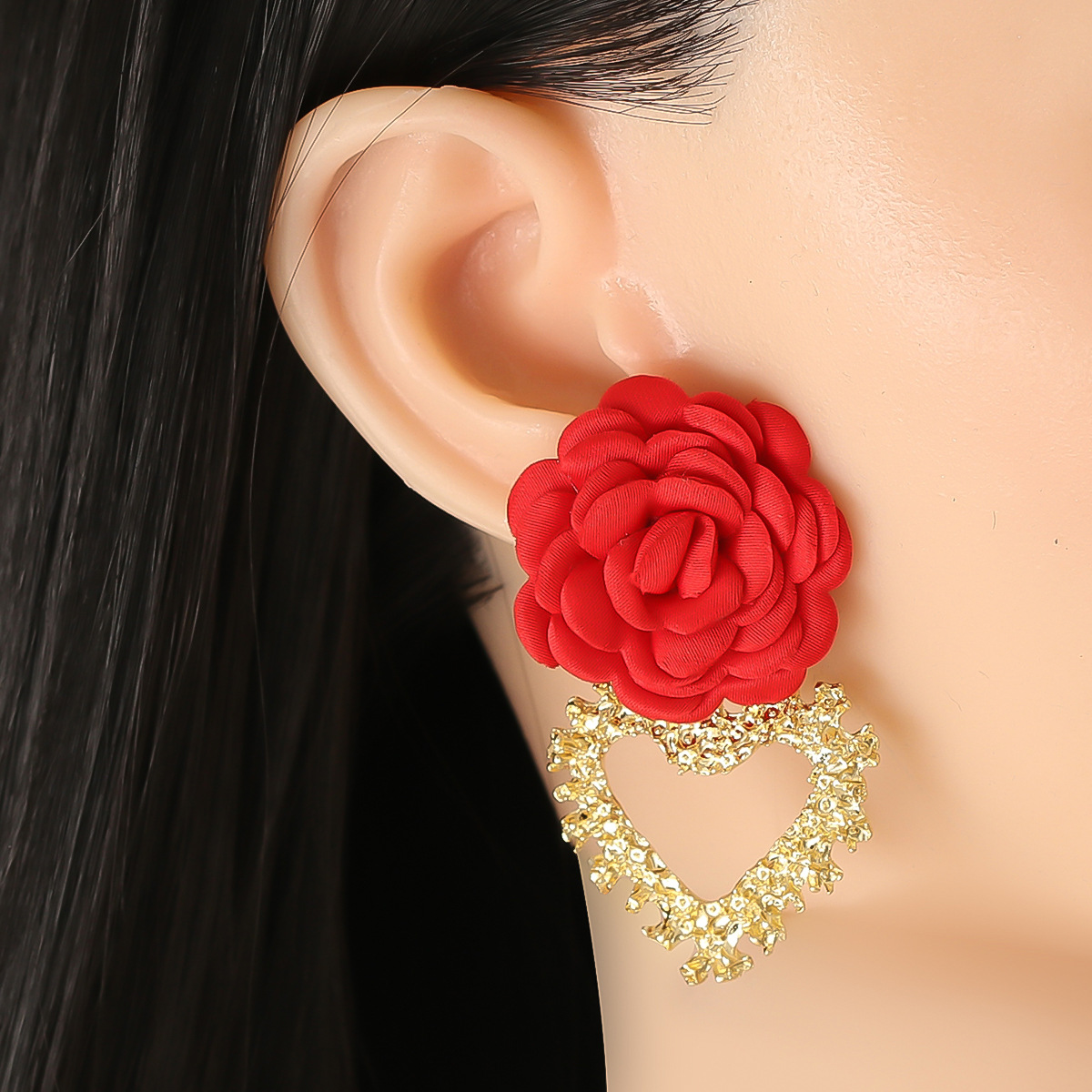 

LW Sweet Floral Decoration Red Earring