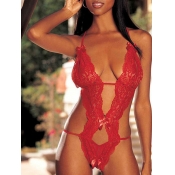 LW SXY Bandage Hollow-out Design Red Teddies