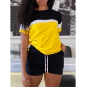 Lovely Plus Size Sporty Color-lump Drawstring Yell