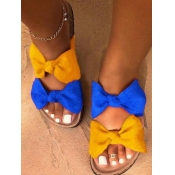 LW Casual Bow-tie Decoration Yellow Slides
