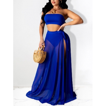 

LW See-through Split Three-piece Swimsuit, Blue