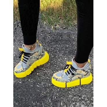 

LW Sporty Animal Print Yellow Sneakers
