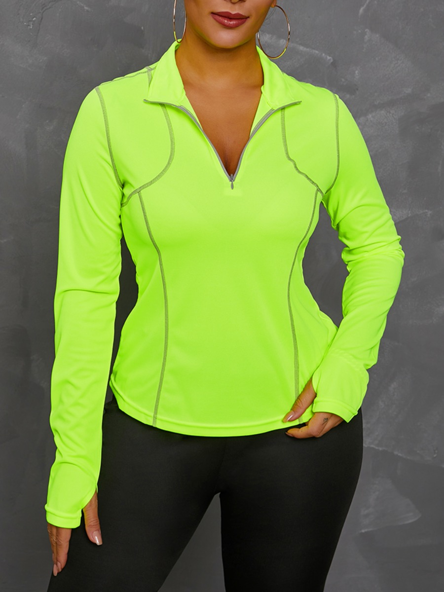 

Lovely Sporty Turndown Collar Striped Green Blouse