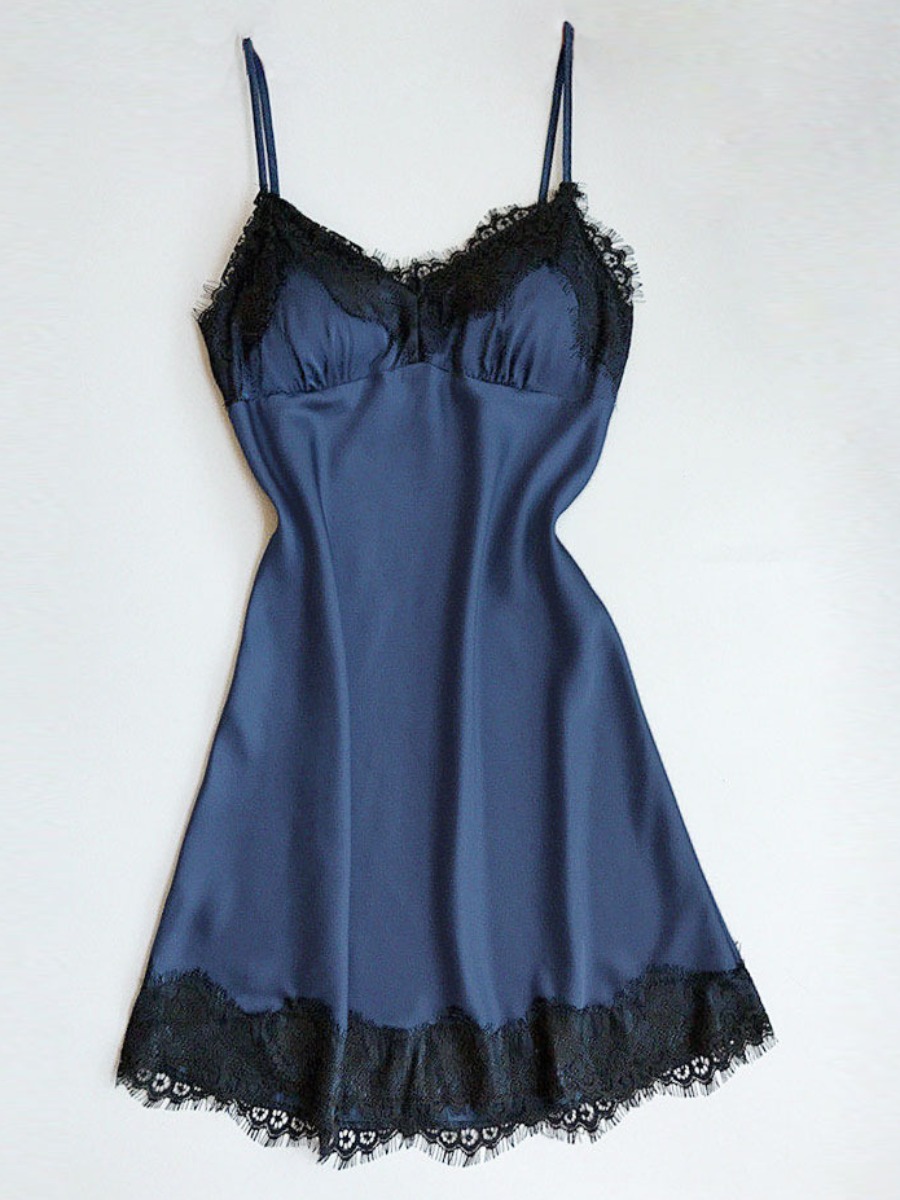 

LW SXY Lace Patchwork Blue Babydoll