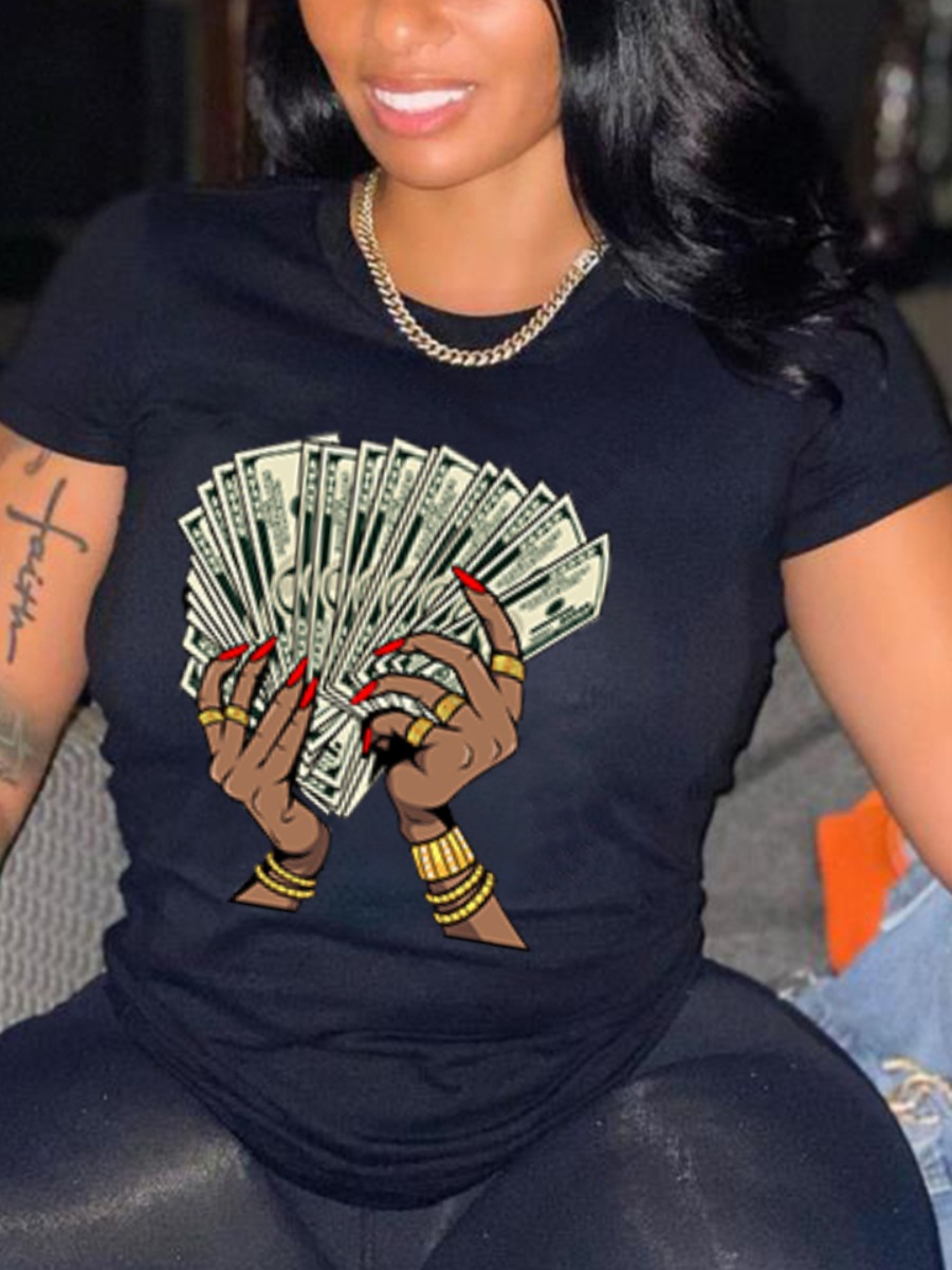 LW Round Neck Money Print T-shirt