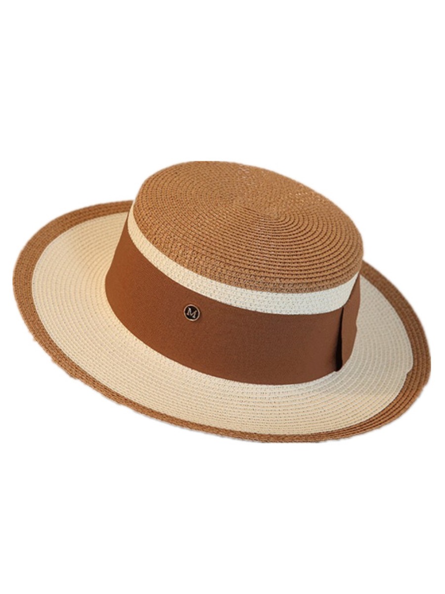 Lovely Casual Flat Top Straw Khaki Hat