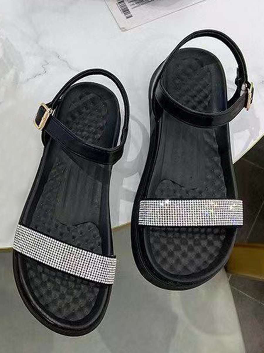 

Lovely Casual Buckle Design Black Platform Shoes
