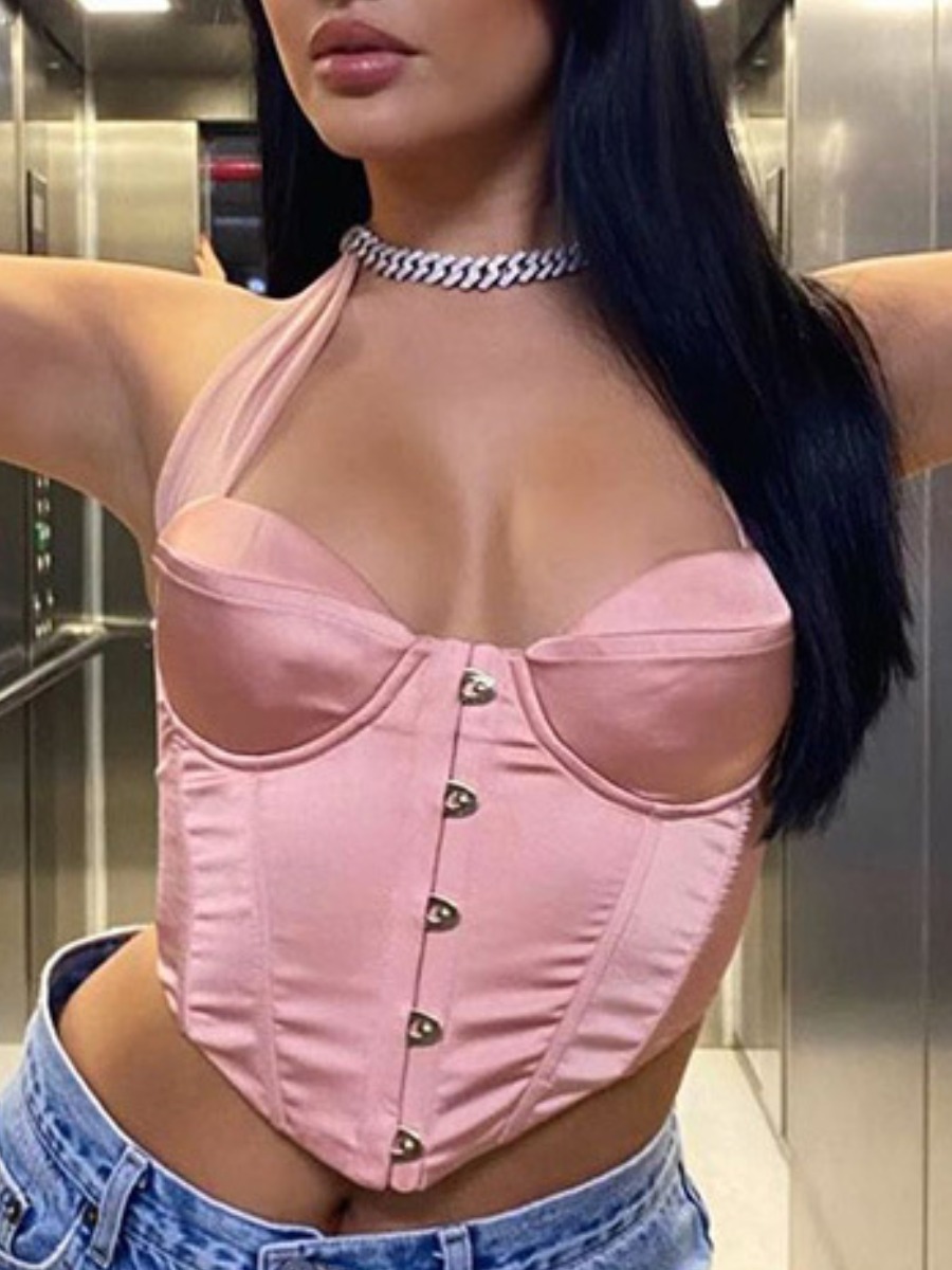 

Lovely Sexy Asymmetrical Skinny Pink Camisole