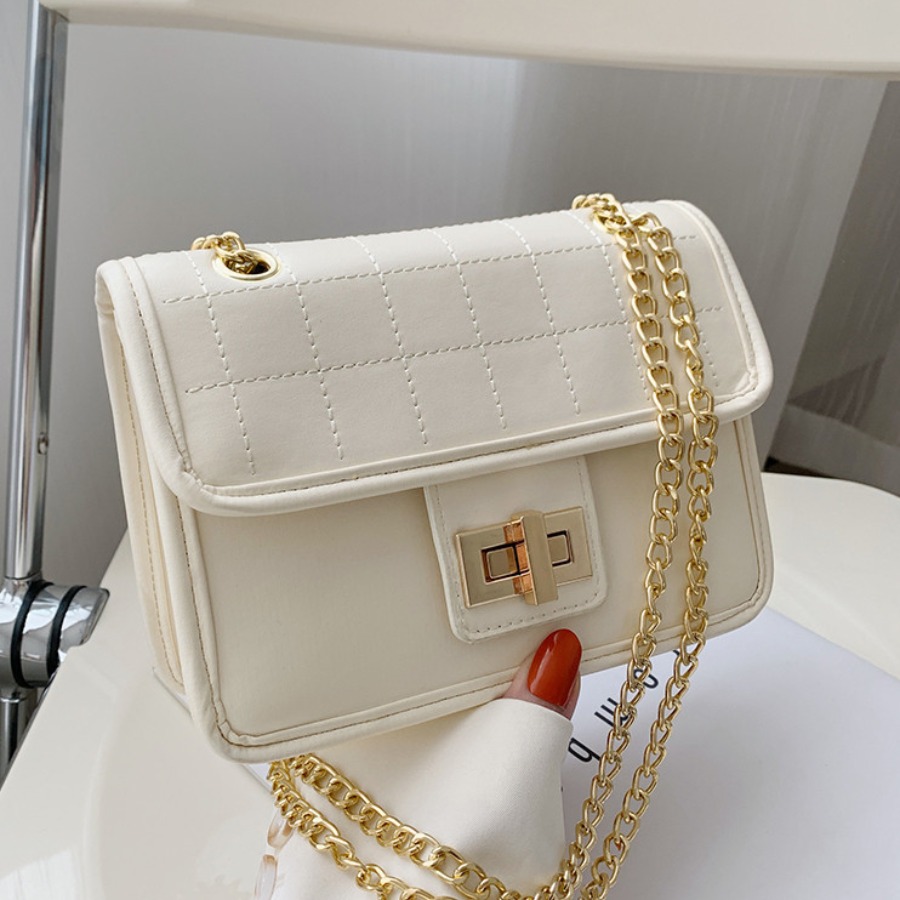 

Lovely Casual Chain Strap White Crossbody Bag