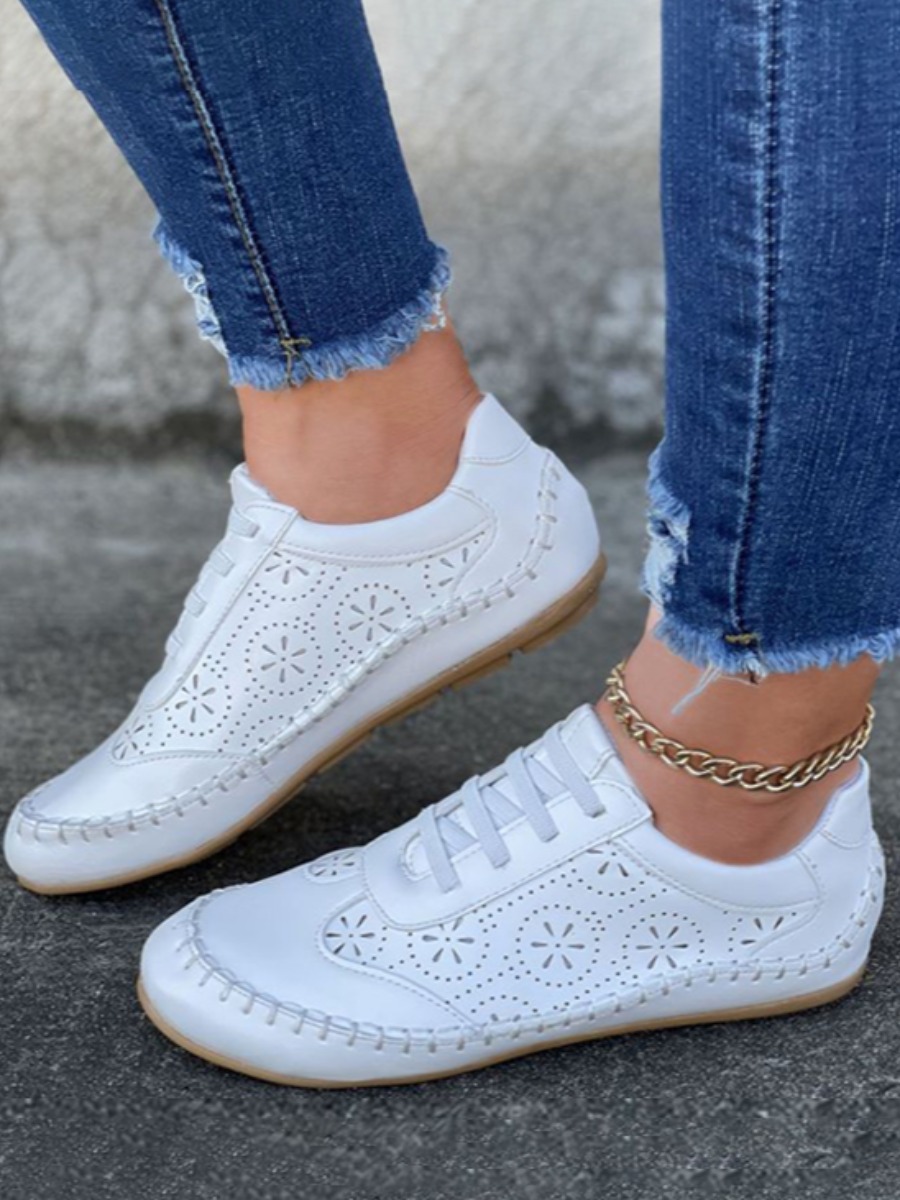 

Lovely Casual Hollow-out White Flats