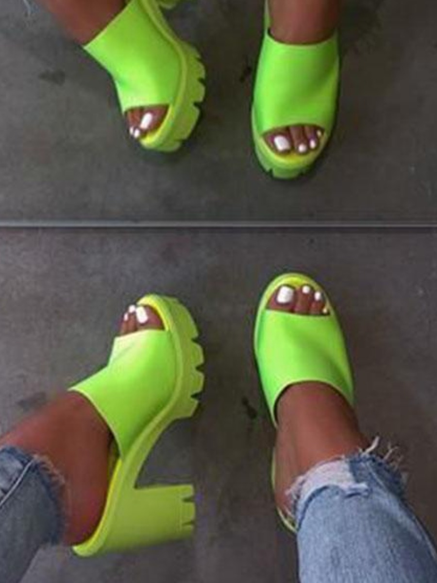 LW High Sole Green Heels