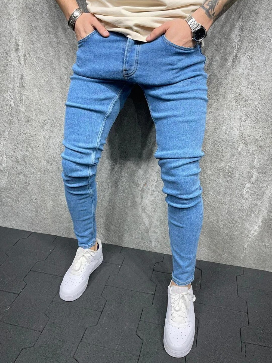 

Lovely Men Casual Mid Waist Skinny Blue Jeans
