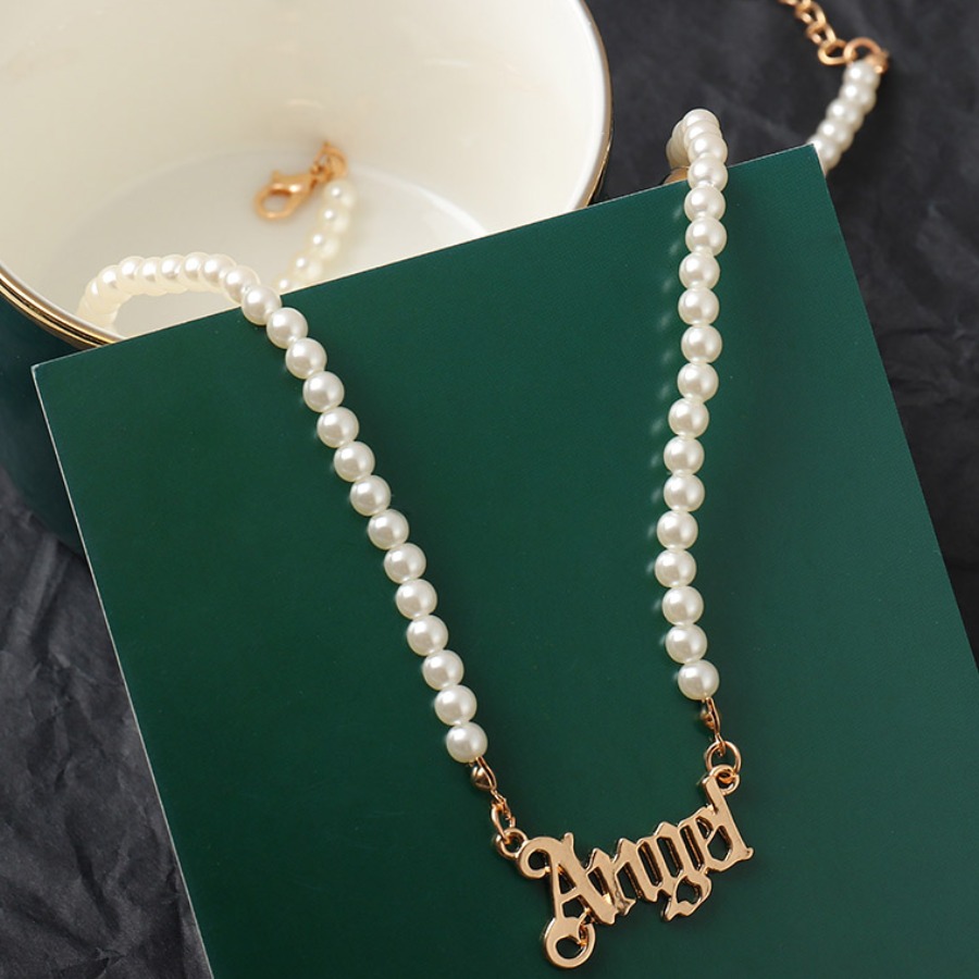 

Lovely Casual Letter Pearl Decoration White Necklace