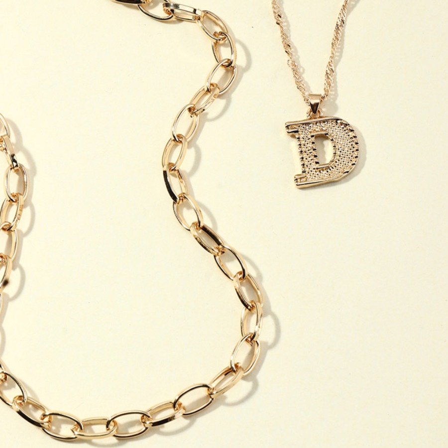 

Lovely Casual Letter Decoration Gold Necklace