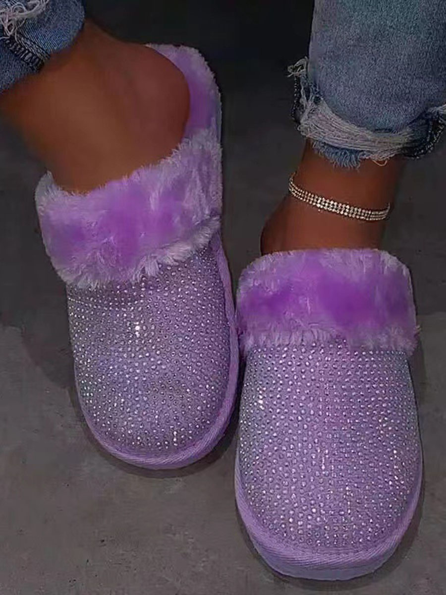 

LW Casual Fluffy Purple Slippers