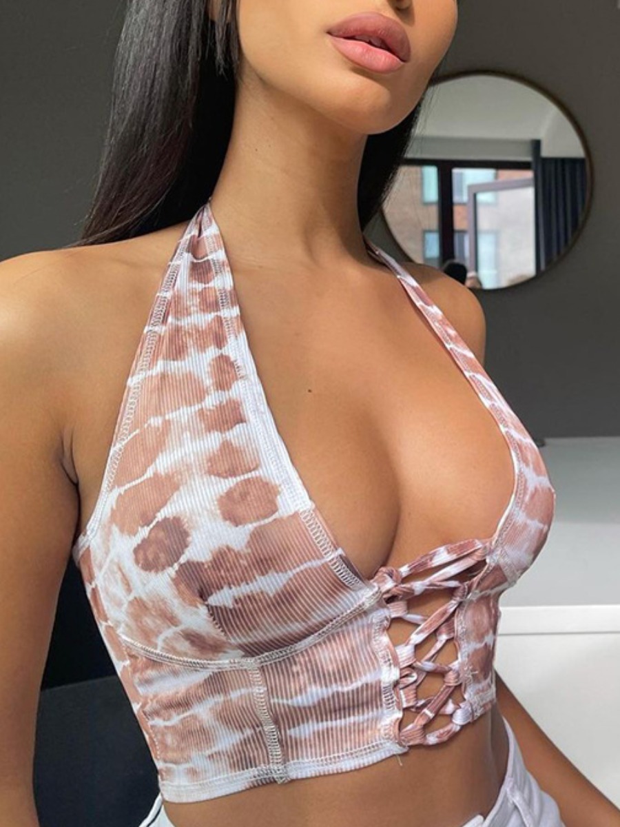 

Lovely Sexy Tie-dye Bandage Design Brown Camisole