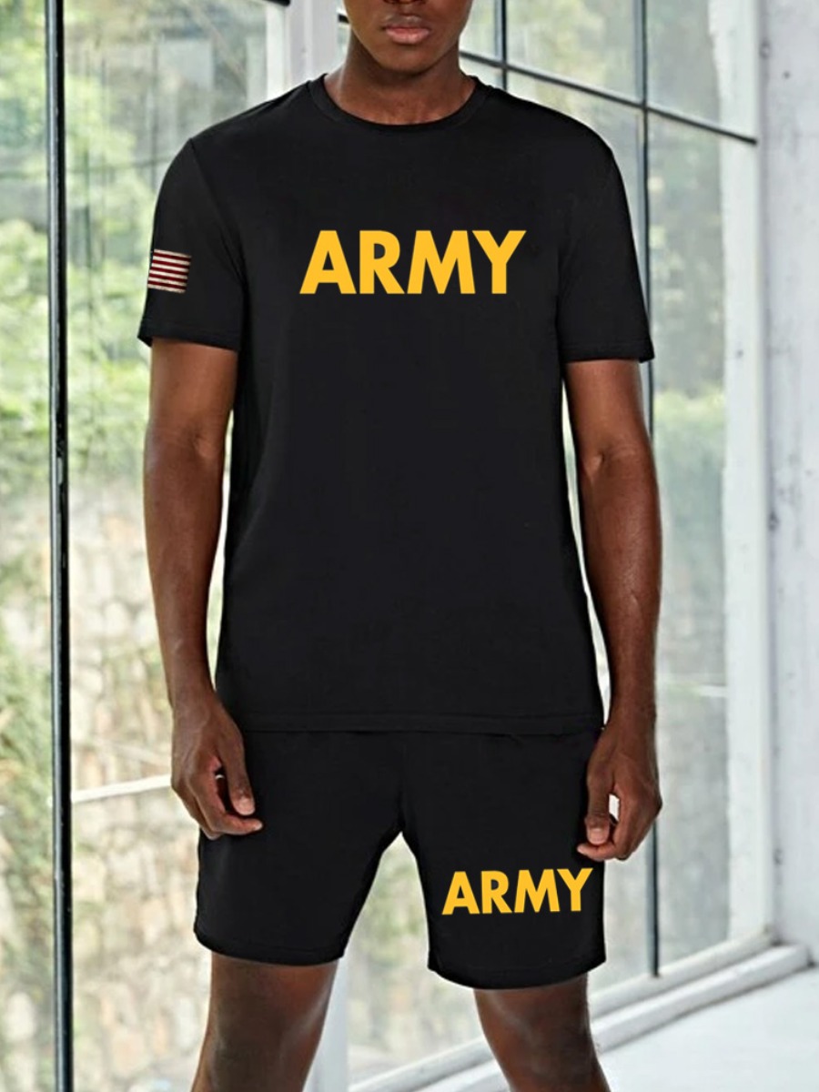 

Lovely Polyester Casual American flag Regular sleeve Letter Regular Short Sleeve Round Neck Yes(Elastic) Independence Day Positioning Print, Black