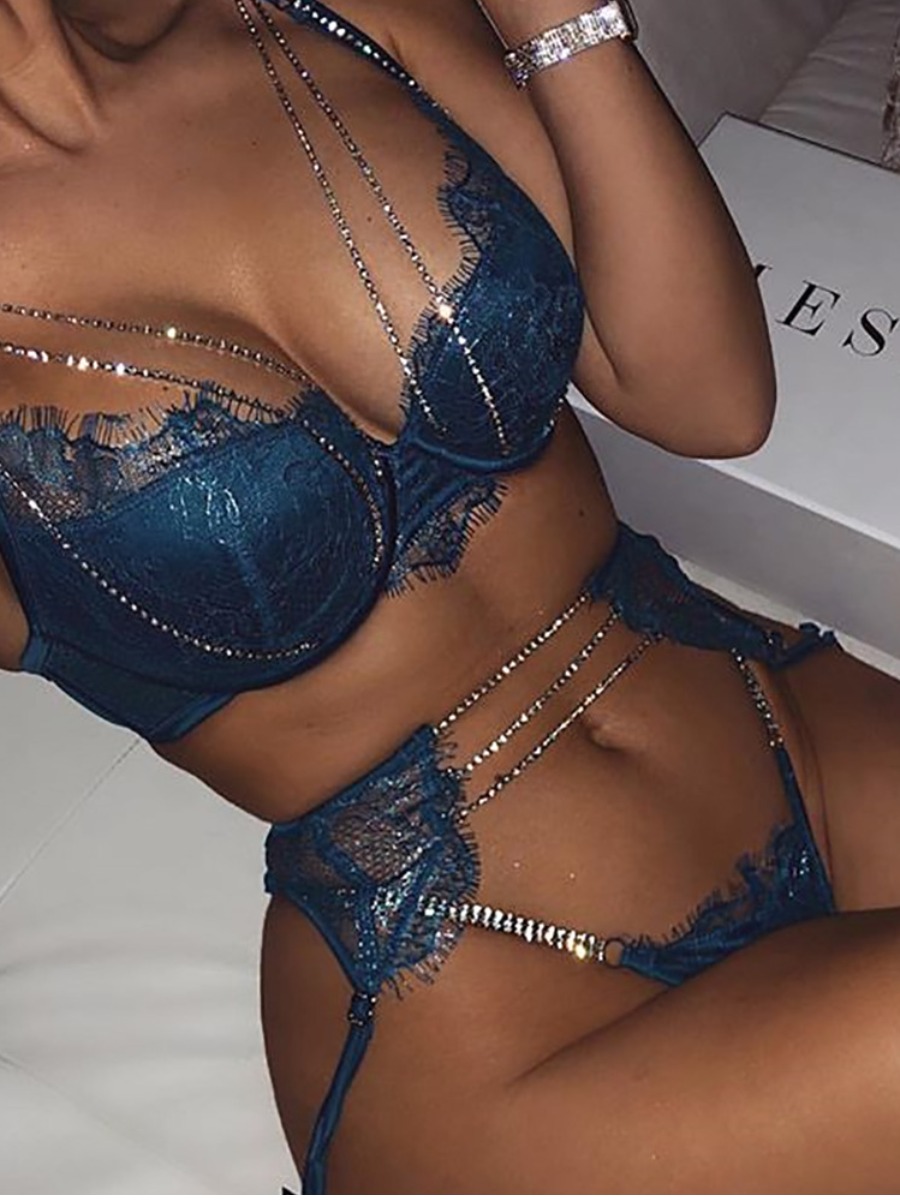 

Lovely Sexy Chain Decoration Blue Secret Set