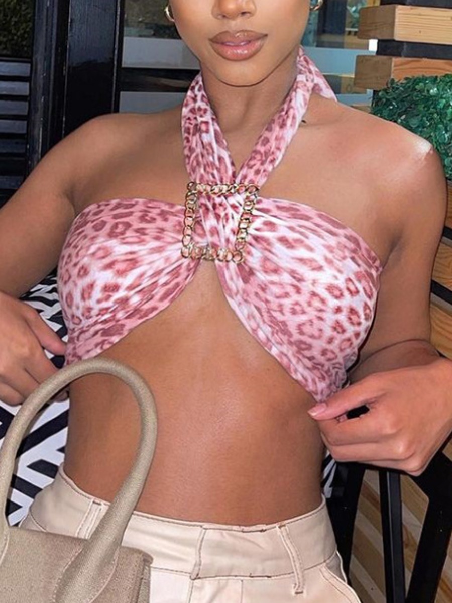 

Lovely Sweet Animal Print Bandage Design Red Camisole