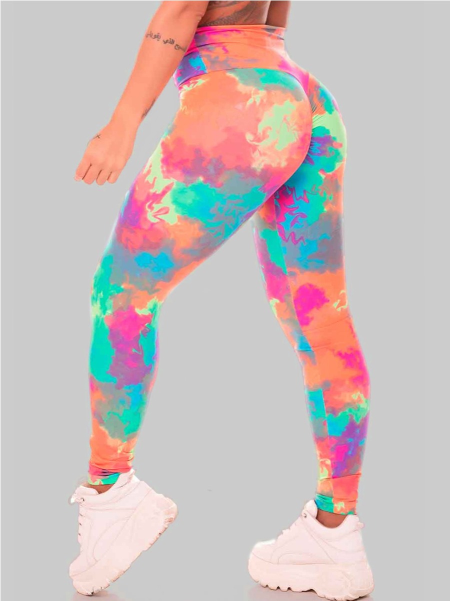 

Lovely Plus Size Casual High-waisted Tie-dye Multicolor Pants, Multi