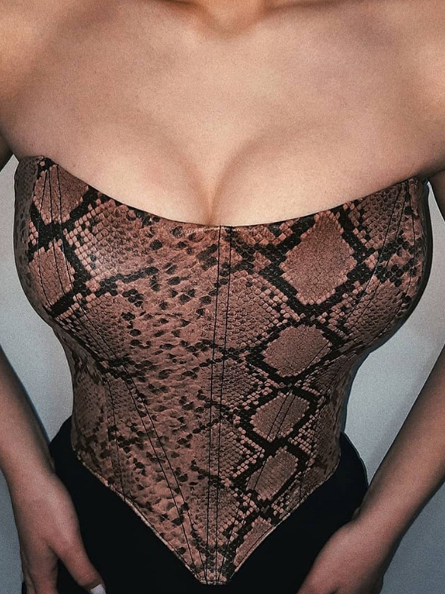 

Lovely Sexy Off The Shoulder Cobra Print Camisole
