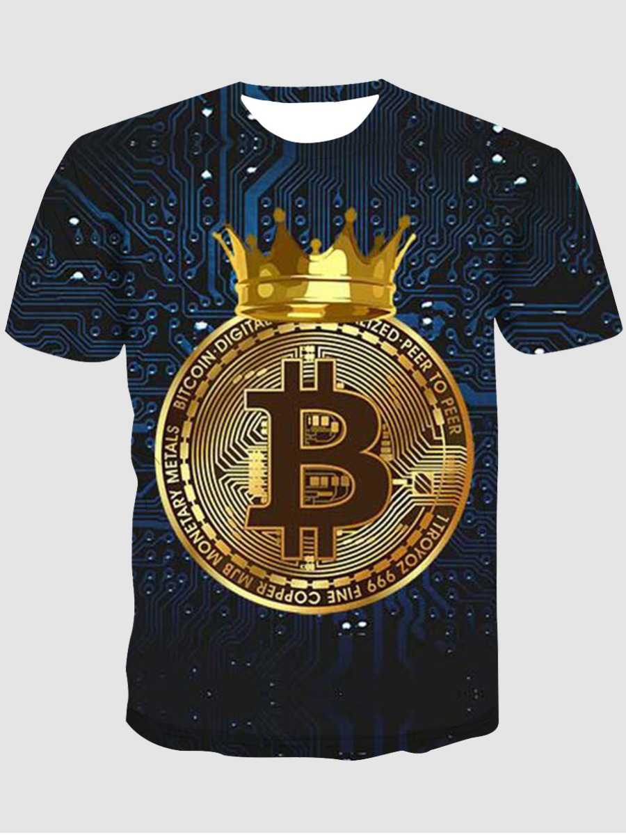

Lovely Men Casual Crown Letter Print Blue T-shirt