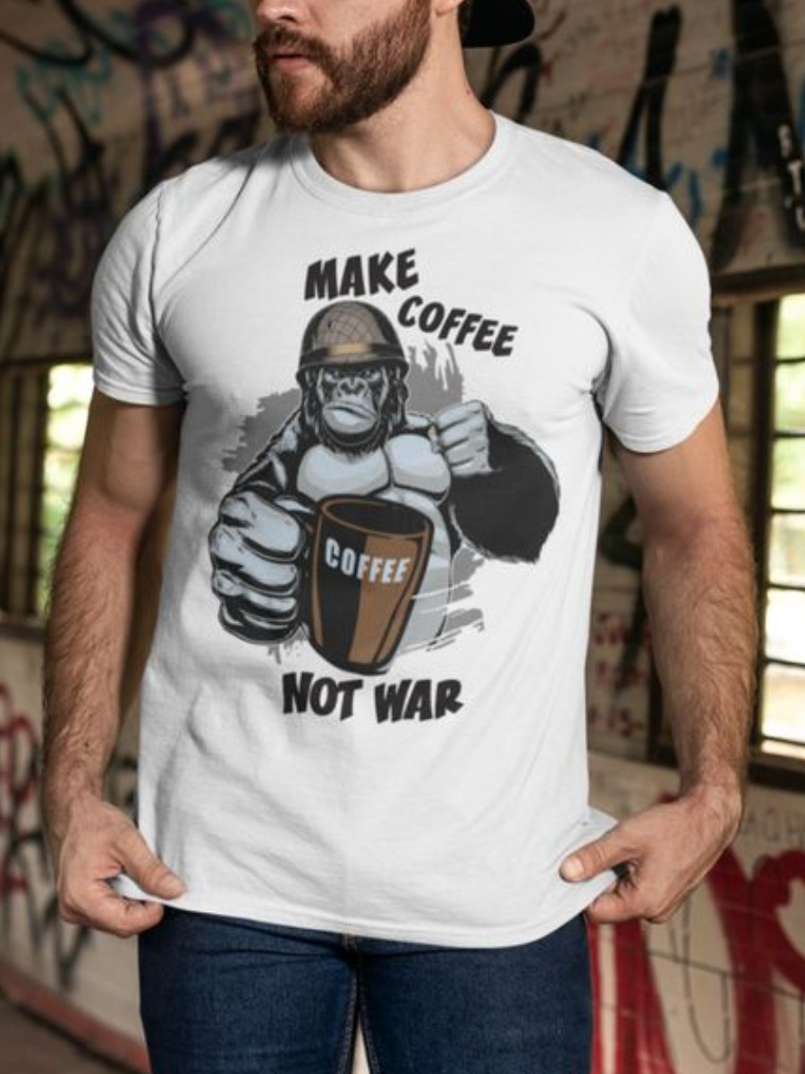 

Lovely Men Casual Animal Letter Print Pure White T-shirt