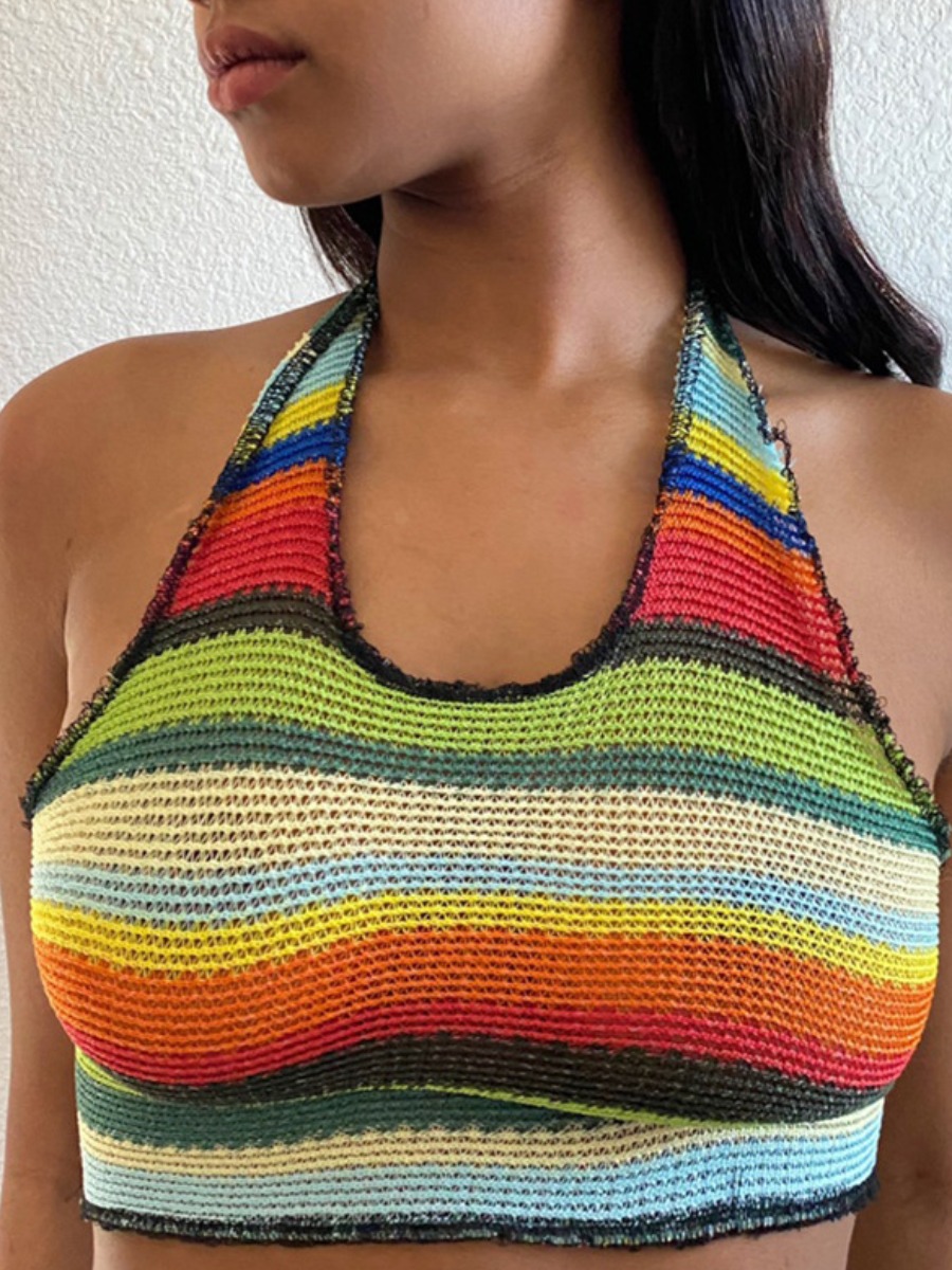 

LW Sweet Rib-Knit Striped Multicolor Camisole, Multi