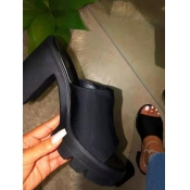 LW High Sole Black Platform Heels