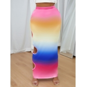 LW Casual Gradient Hollow-out Multicolor Ankle Len