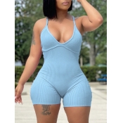 LW Casual Backless Rib-Knit Romper