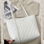 LW Casual Geometric Pattern White Shoulder Bag