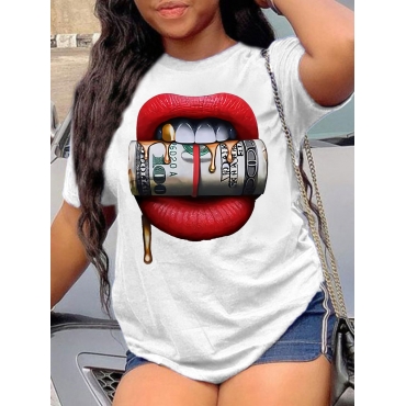 

LW Money Lip Print T-shirt, White