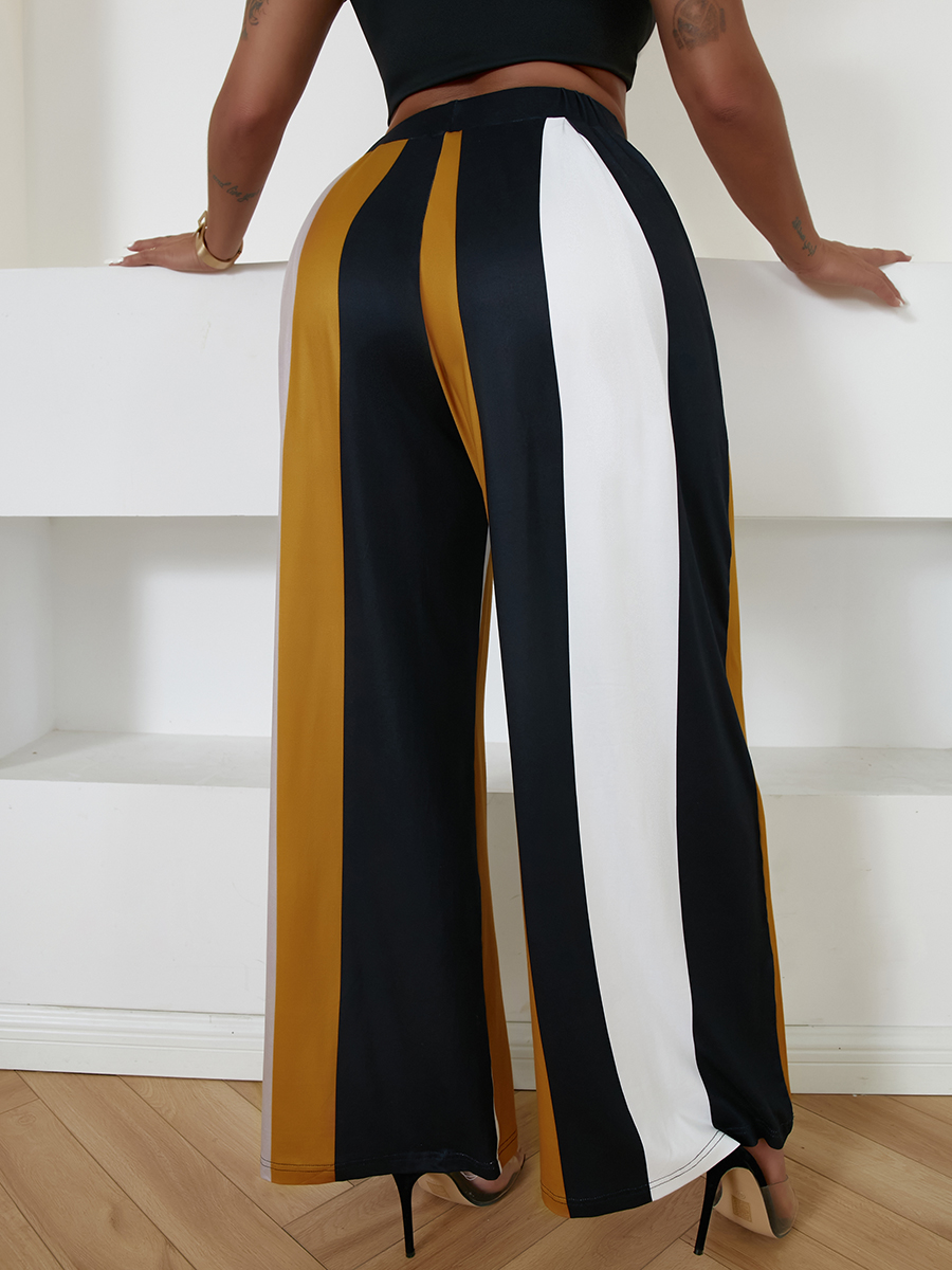 

Lovely Casual Striped Loose Multicolor Pants, Multi