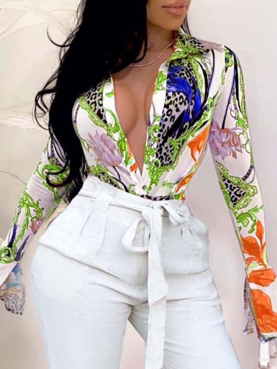 

LW Casual Print Orange Blouse