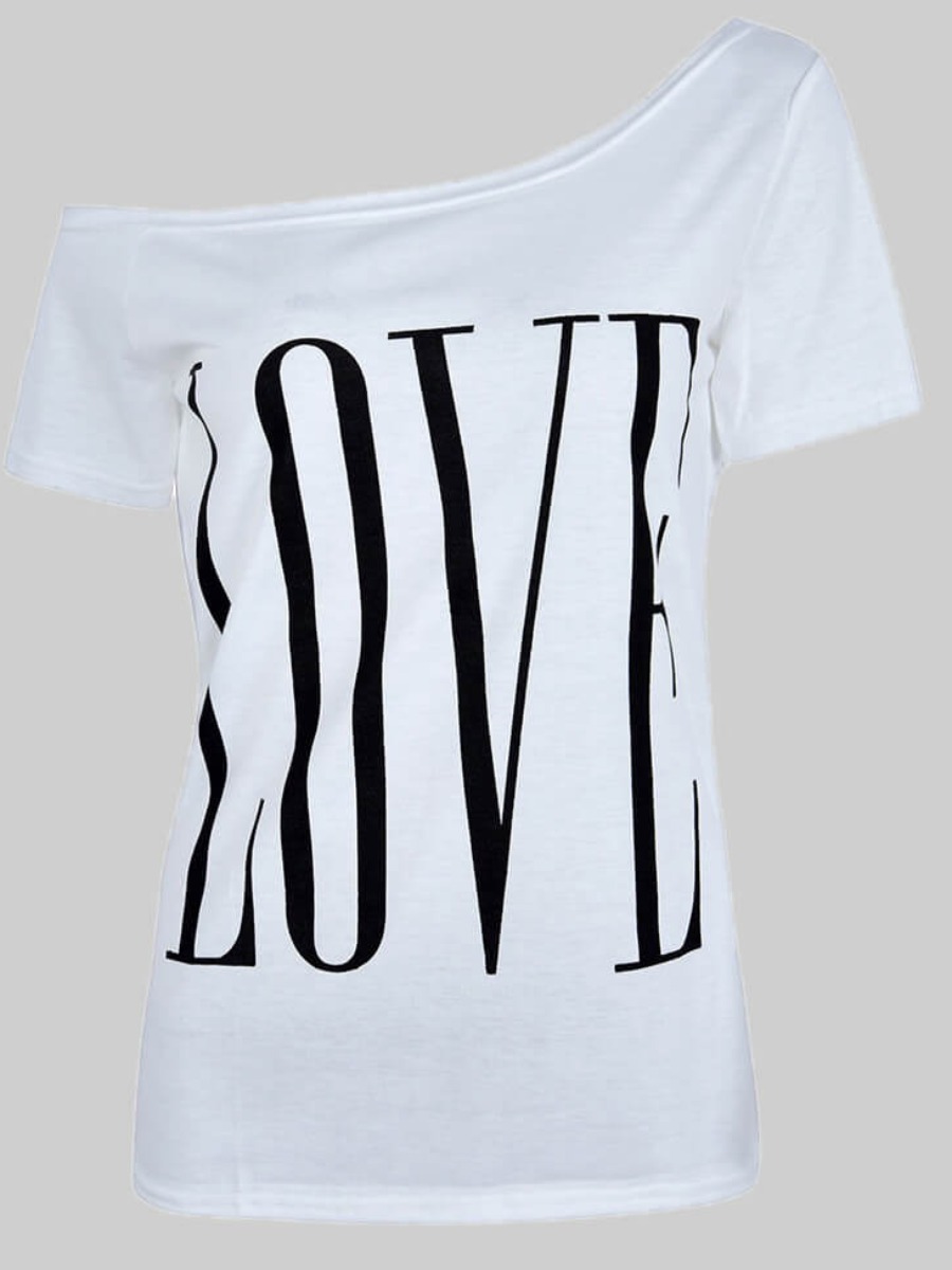 

LW Plus Size Casual Letter Print White T-shirt