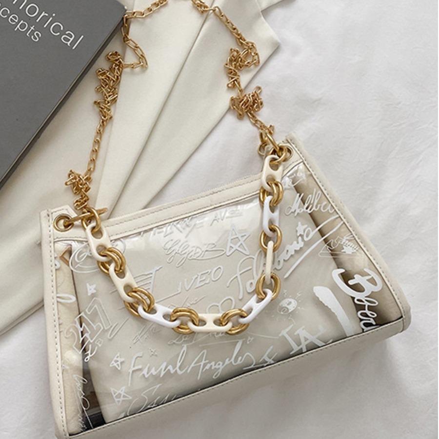 

LW Casual Letter Print White Crossbody Bag