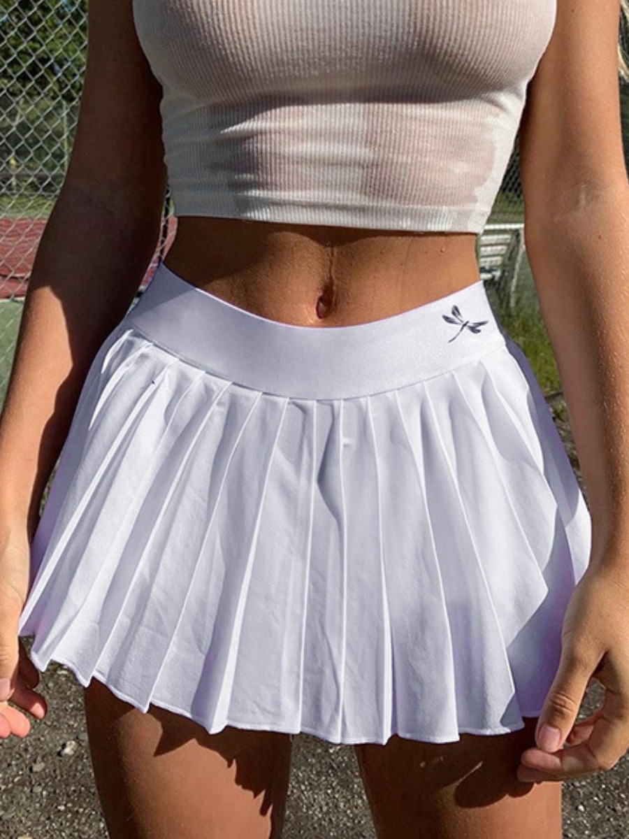 

Lovely Sweet Pleated White Mini A Line Skirt