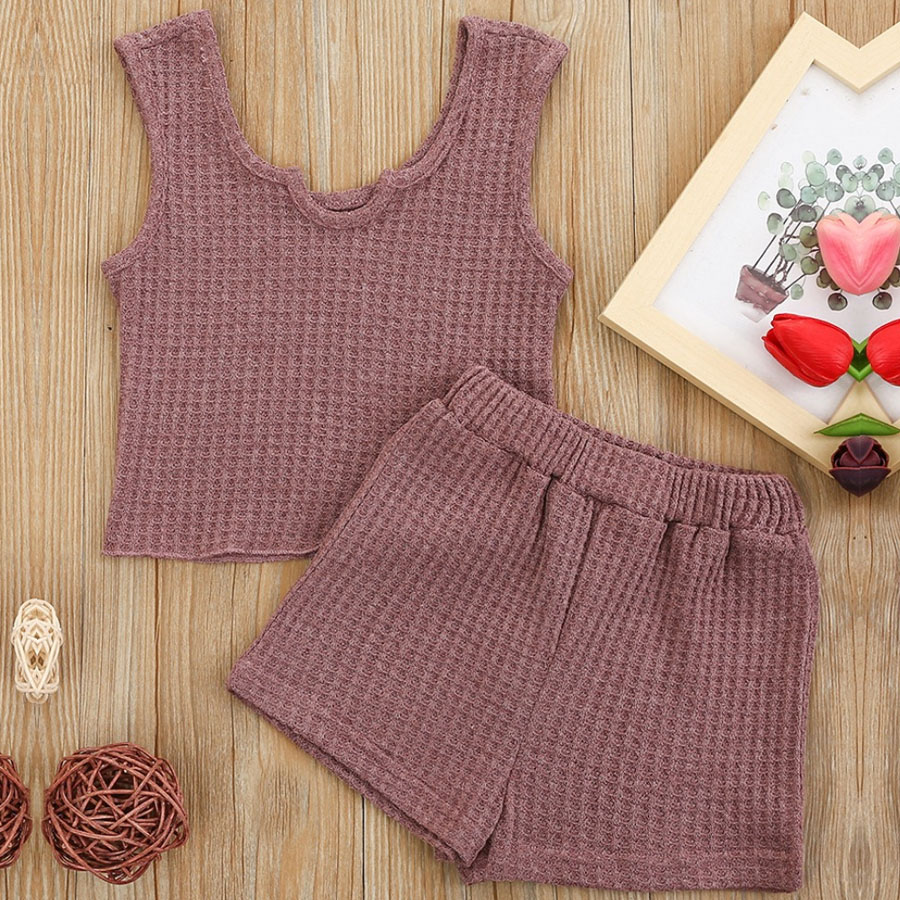 

Lovely Girl Casual U Neck Elastic Violet Two Piece Shorts Set