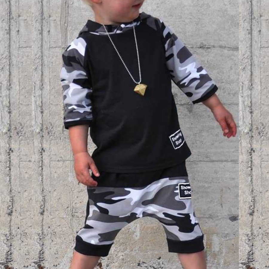 

Lovely Casual Patchwork Black Boy Two-piece Shorts Set