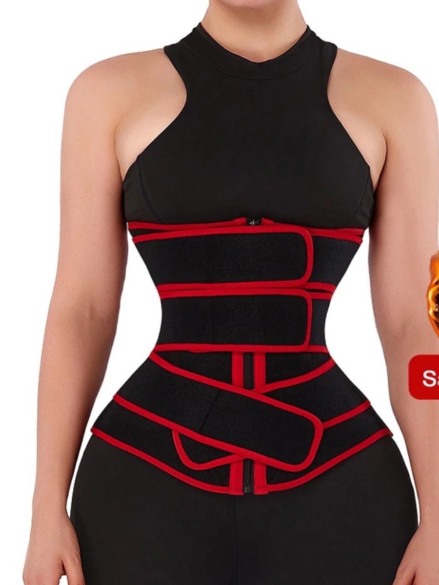 

Lovely Sporty Color-lump Basic Skinny Red Corset