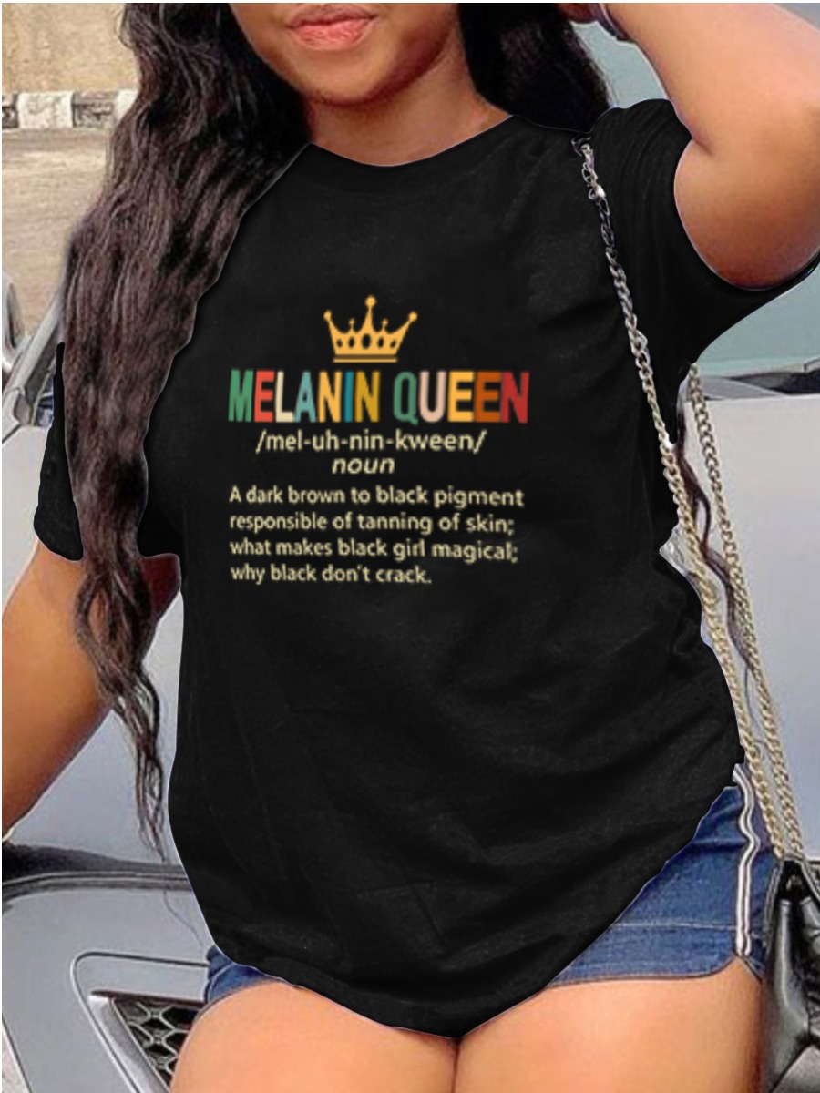 

Lovely Casual Crown Letter Print Black T-shirt