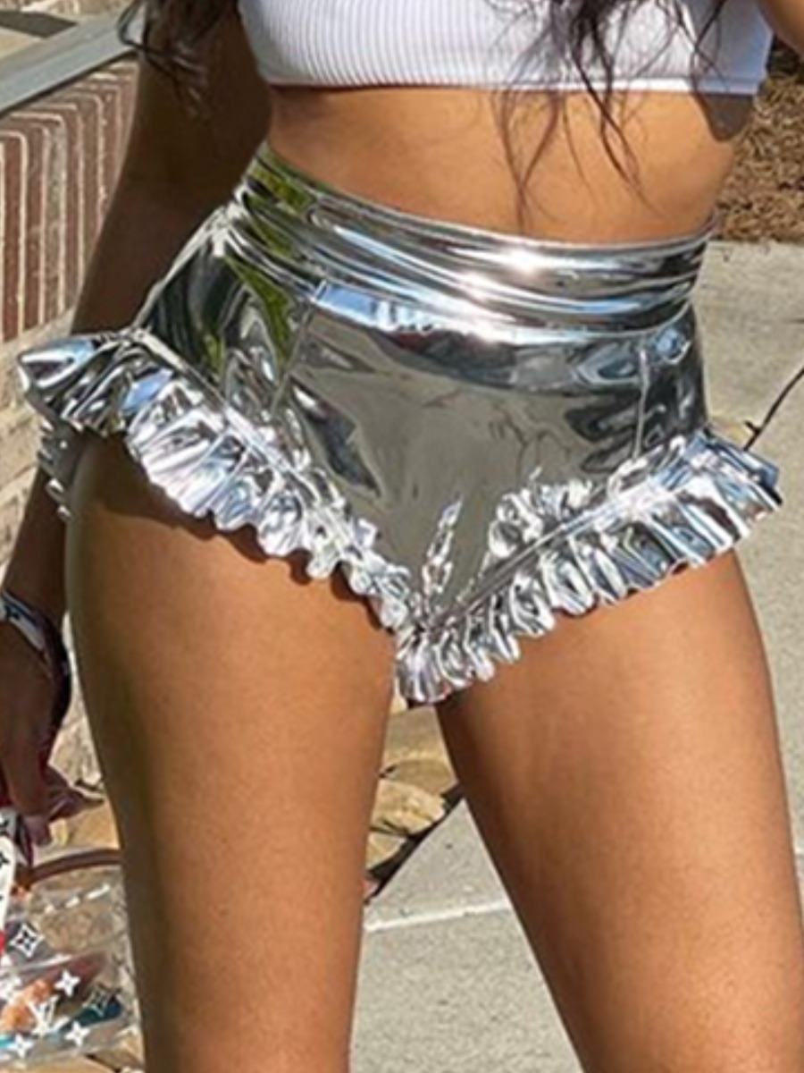 

LW Street Mid Waist Flounce Design Silver Shorts